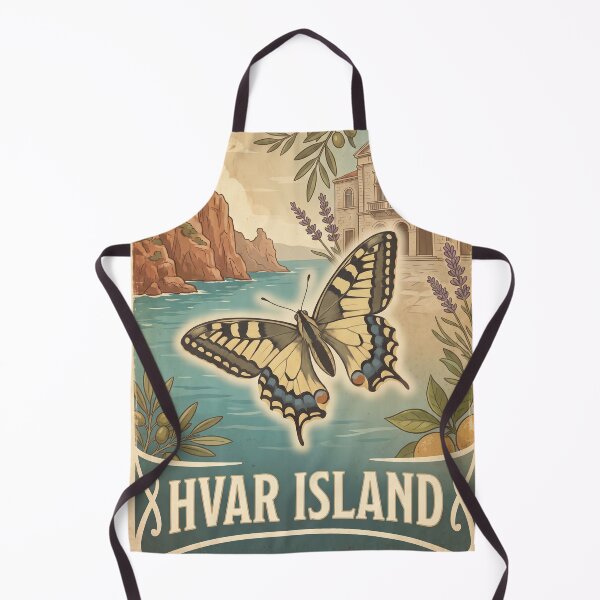 Item preview, Vintage Hvar Island Swallowtail Butterfly Travel Art designed and sold by ZUMERI.