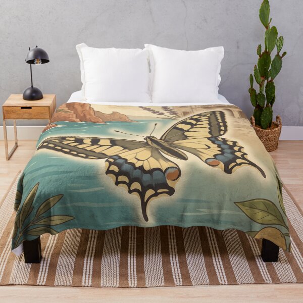Item preview, Vintage Hvar Island Swallowtail Butterfly Travel Art designed and sold by ZUMERI.