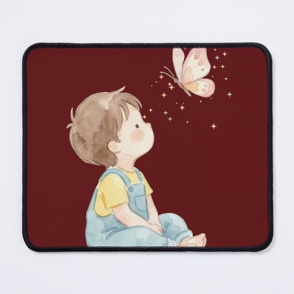 Item preview, Dreamy Little Explorer – Cute Boy and Butterfly Watercolor Illustration designed and sold by AaryaGraphics.