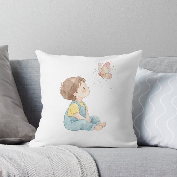 Item preview, Dreamy Little Explorer – Cute Boy and Butterfly Watercolor Illustration designed and sold by AaryaGraphics.