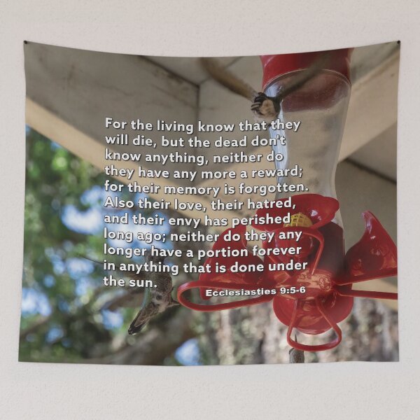 Item preview, Ecclesiasties 9 5-6 For The Living Know - Hummingbird Photograph | Bible Verse Art designed and sold by InsprtnlArtbyDP.