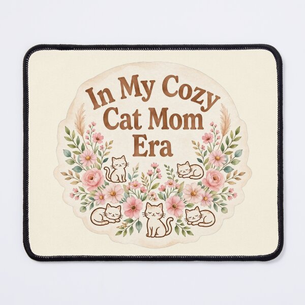 Item preview, In My Cozy Cat Mom Era - Floral Cat Mom Sticker - Cute Cottagecore designed and sold by JL Studio - Cozy Arts.