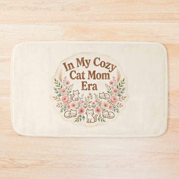 Item preview, In My Cozy Cat Mom Era - Floral Cat Mom Sticker - Cute Cottagecore designed and sold by JL Studio - Cozy Arts.