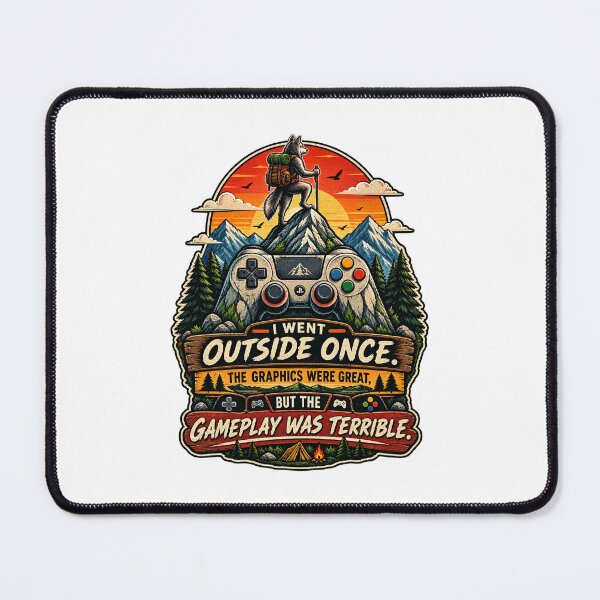 Item preview, I Went Outside Once – Funny Gamer Life Vintage Mountain Controller Design designed and sold by LuxeBuzz.