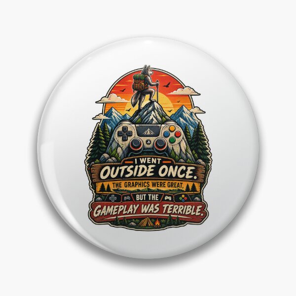 Item preview, I Went Outside Once – Funny Gamer Life Vintage Mountain Controller Design designed and sold by LuxeBuzz.