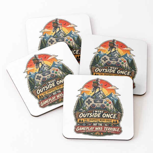 Item preview, I Went Outside Once – Funny Gamer Life Vintage Mountain Controller Design designed and sold by LuxeBuzz.