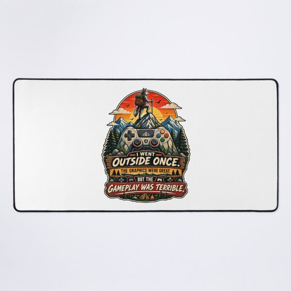 Item preview, I Went Outside Once – Funny Gamer Life Vintage Mountain Controller Design designed and sold by LuxeBuzz.
