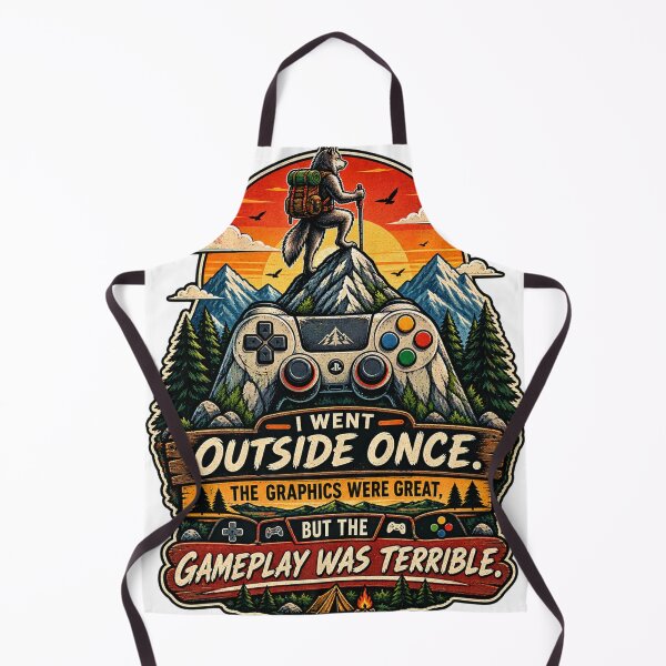 Item preview, I Went Outside Once – Funny Gamer Life Vintage Mountain Controller Design designed and sold by LuxeBuzz.