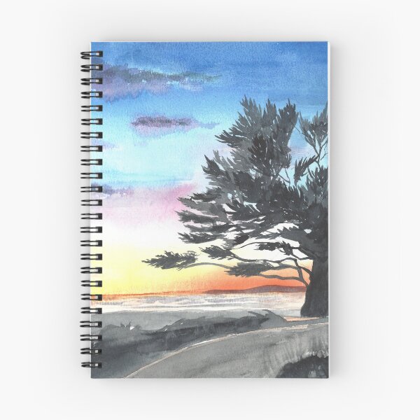 Item preview, Carmel by the Sea Sunset: Cypress Watercolor Art designed and sold by Cobalt Blue Watercolors.