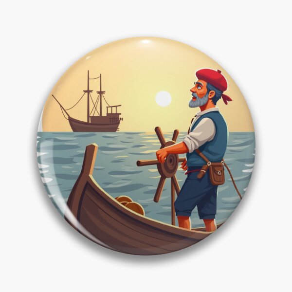 Item preview, Basque Fisherman at Sea — Traditional Arrantzale Navigator at Sunset designed and sold by DONOSTIADESIGN.