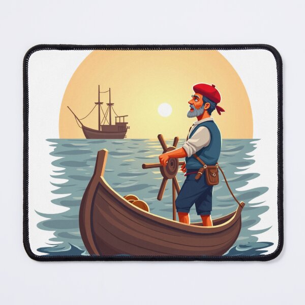 Item preview, Basque Fisherman at Sea — Traditional Arrantzale Navigator at Sunset designed and sold by DONOSTIADESIGN.