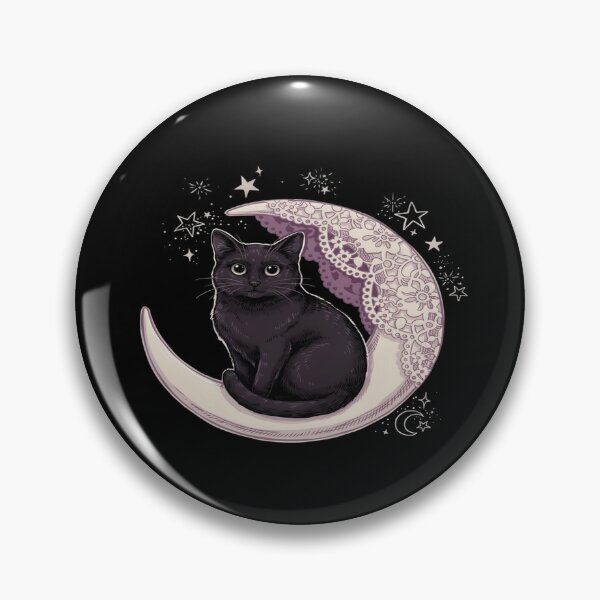 Item preview, Black Cat Crescent Moon – Whimsigothic Lace Design designed and sold by Midnight Veil Designs.