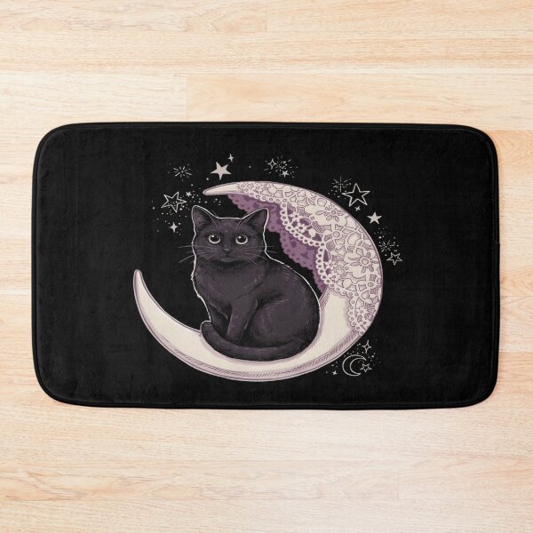 Item preview, Black Cat Crescent Moon – Whimsigothic Lace Design designed and sold by Midnight Veil Designs.