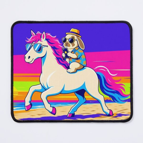 Item preview, Beach Ride Rabbit – Vibrant Sunset Horse Artwork designed and sold by Dogandesighn.