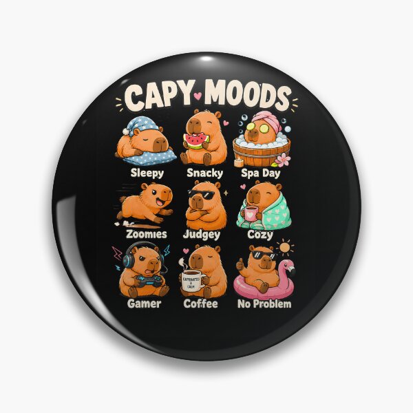 Item preview, Cute Capybara Moods Funny Animal Graphic Illustration designed and sold by ripgoatclothing.