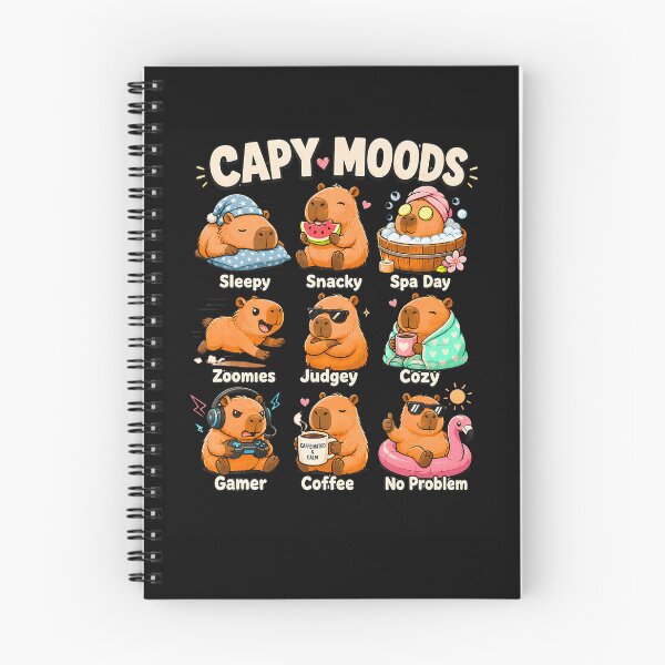 Item preview, Cute Capybara Moods Funny Animal Graphic Illustration designed and sold by ripgoatclothing.