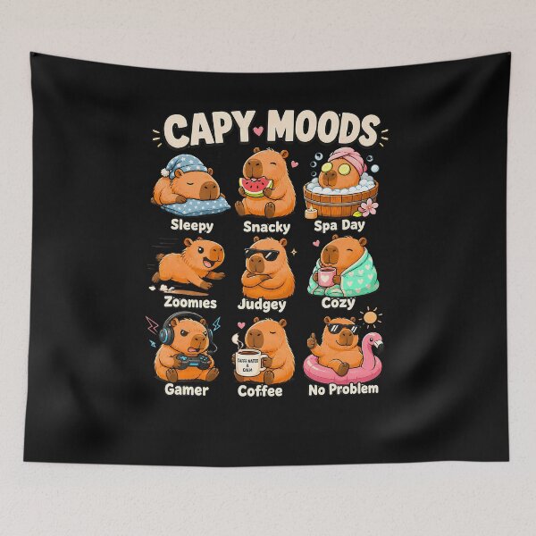 Item preview, Cute Capybara Moods Funny Animal Graphic Illustration designed and sold by ripgoatclothing.