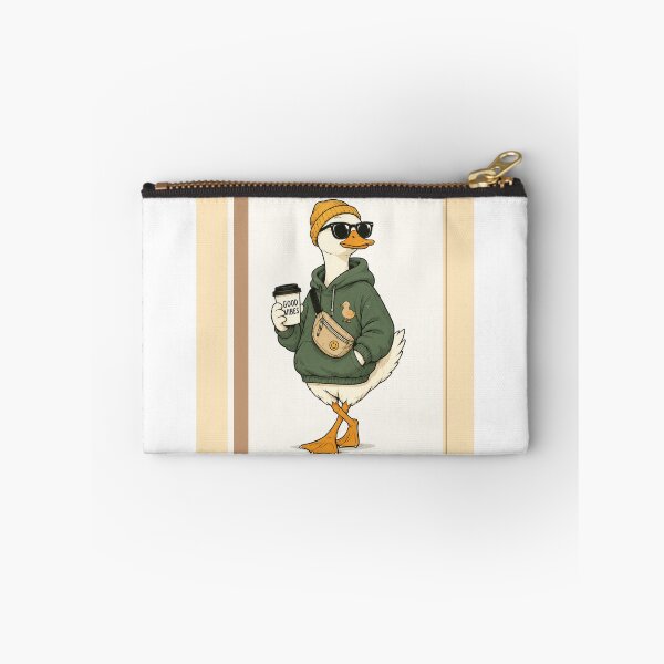 Item preview, Cool Duck with Coffee Sticker | Funny Green Hoodie Duck Illustration designed and sold by littlepiptales.