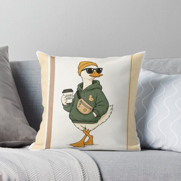 Item preview, Cool Duck with Coffee Sticker | Funny Green Hoodie Duck Illustration designed and sold by littlepiptales.