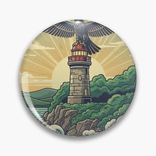 Item preview, Basque Eagle & Lighthouse — Vintage Coastal Poster Art designed and sold by DONOSTIADESIGN.