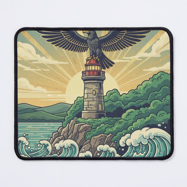 Item preview, Basque Eagle & Lighthouse — Vintage Coastal Poster Art designed and sold by DONOSTIADESIGN.