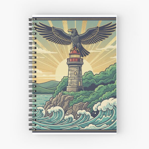 Item preview, Basque Eagle & Lighthouse — Vintage Coastal Poster Art designed and sold by DONOSTIADESIGN.