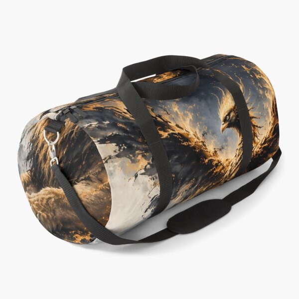 Item preview, Majestic Lion and Fire Phoenix – Black Gold Moonlit Mountain Art designed and sold by ManJiangHong.