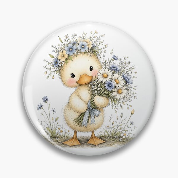 Item preview, Cute Duck with Flower Bouquet designed and sold by PetalGarden.