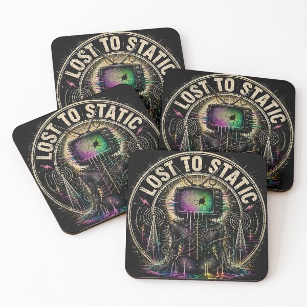 Item preview, Lost to Static - Retro TV Head Glitch Art Badge designed and sold by AvalonMoss.