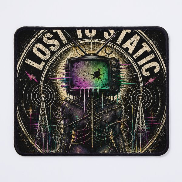 Item preview, Lost to Static - Retro TV Head Glitch Art Badge designed and sold by AvalonMoss.