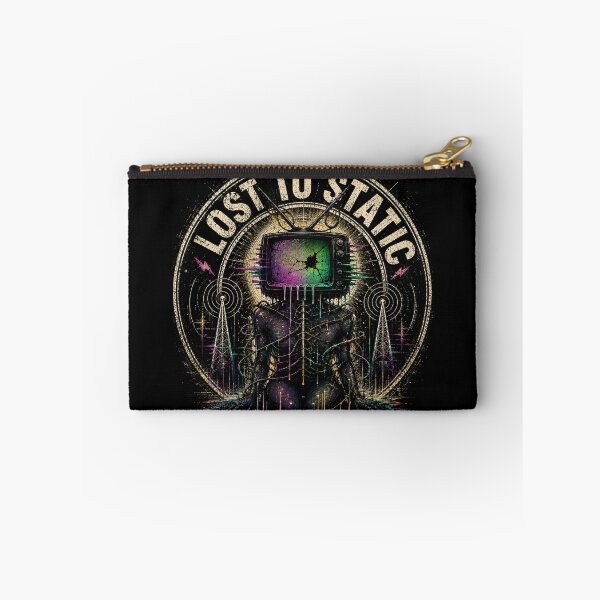 Item preview, Lost to Static - Retro TV Head Glitch Art Badge designed and sold by AvalonMoss.