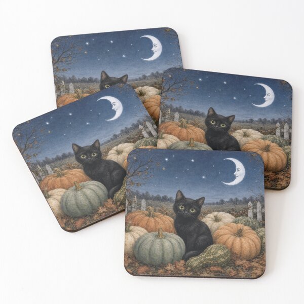 Item preview, Retro Black Cat in a Pumpkin Patch designed and sold by cikedo.