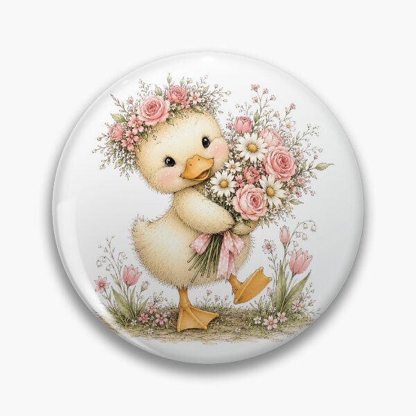 Item preview, Floral Duck with Flowers – Cute Cottagecore Duck Illustration designed and sold by PetalGarden.