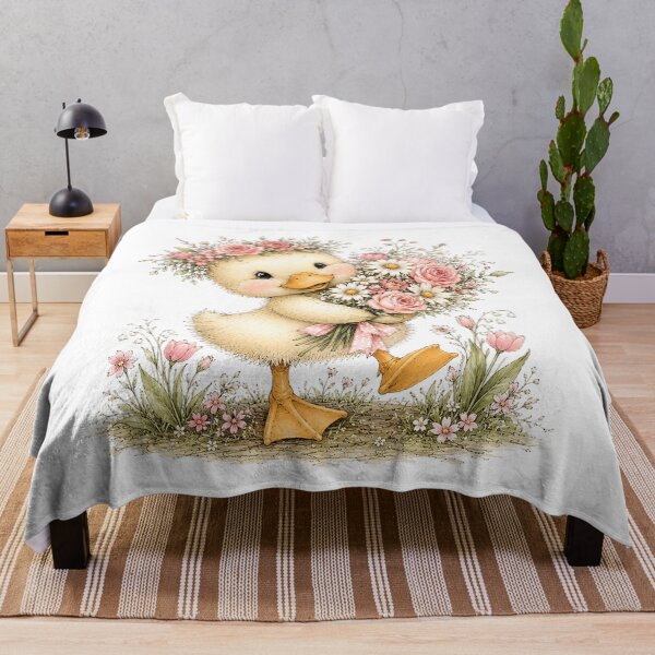 Item preview, Floral Duck with Flowers – Cute Cottagecore Duck Illustration designed and sold by PetalGarden.