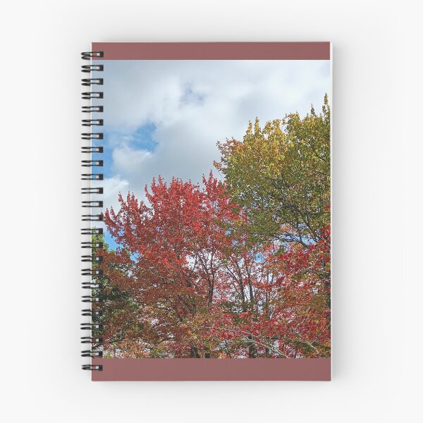 Item preview, Fall colorful leaves in blue sky and white clouds designed and sold by naturematters.