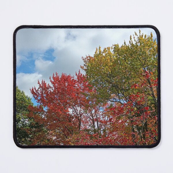 Item preview, Fall colorful leaves in blue sky and white clouds designed and sold by naturematters.