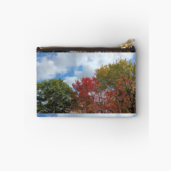 Item preview, Fall colorful leaves in blue sky and white clouds designed and sold by naturematters.