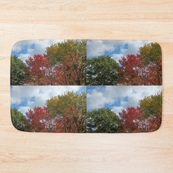 Item preview, Fall colorful leaves in blue sky and white clouds designed and sold by naturematters.