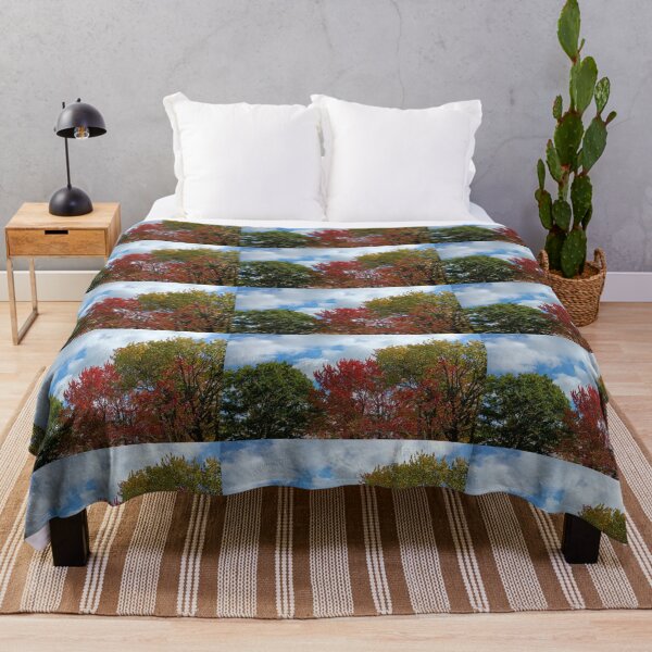 Item preview, Fall colorful leaves in blue sky and white clouds designed and sold by naturematters.
