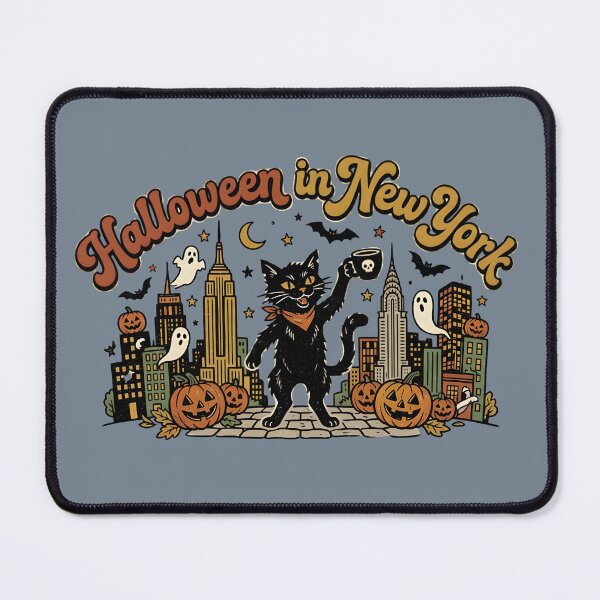 Item preview, Halloween in New York - Black cat with spooky coffee designed and sold by ParadoxParadox.
