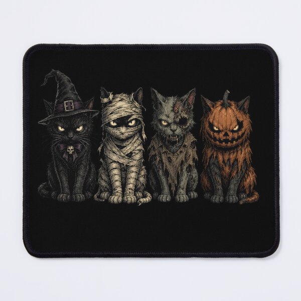 Item preview, Halloween Spooky Cats Witch Mummy Pumpkin designed and sold by PlumArtDesign.