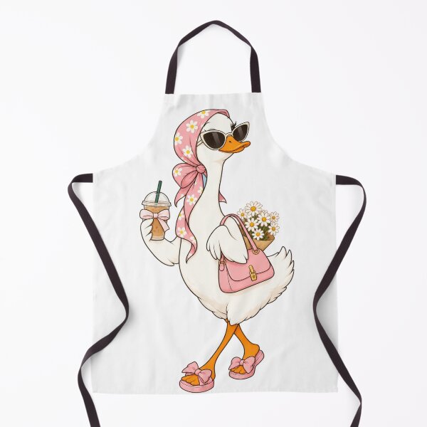Item preview, Cute Coquette Goose with Iced Coffee | Pink Floral Headscarf Duck Sticker designed and sold by littlepiptales.