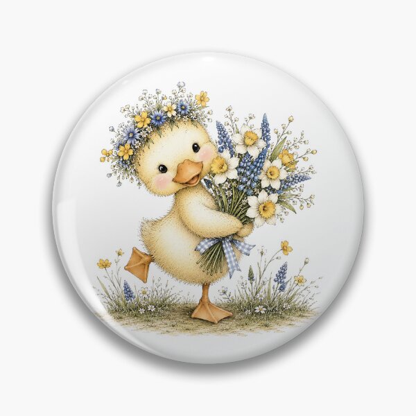 Item preview, Cute Duck with Flower Bouquet – Floral Duck designed and sold by PetalGarden.