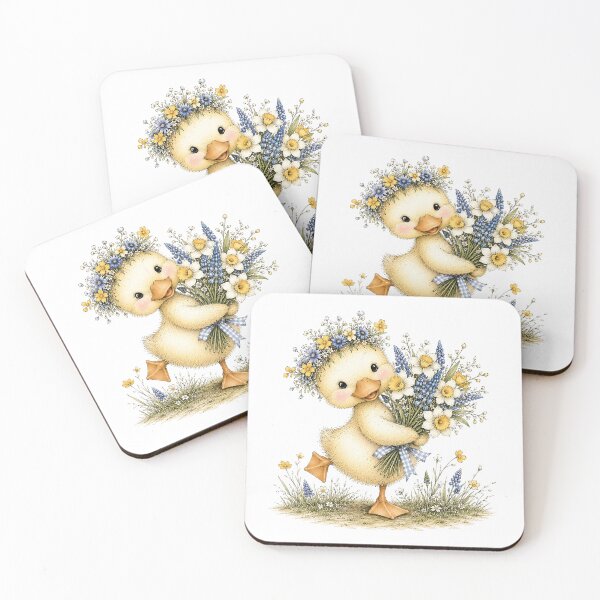 Item preview, Cute Duck with Flower Bouquet – Floral Duck designed and sold by PetalGarden.