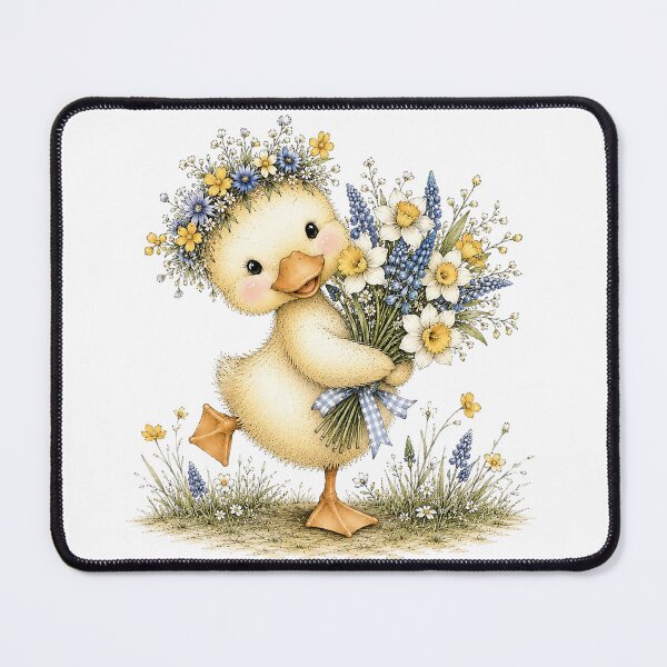 Item preview, Cute Duck with Flower Bouquet – Floral Duck designed and sold by PetalGarden.