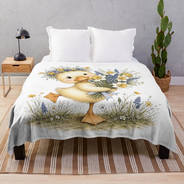 Item preview, Cute Duck with Flower Bouquet – Floral Duck designed and sold by PetalGarden.