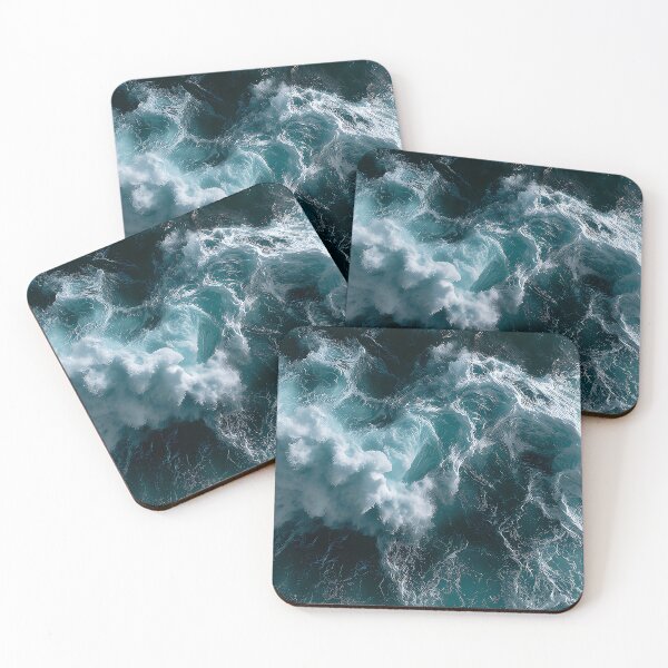 Item preview, Aerial Ocean Waves Dark Teal Whitewater Seen From Directly Above designed and sold by Nine Lives Studio.