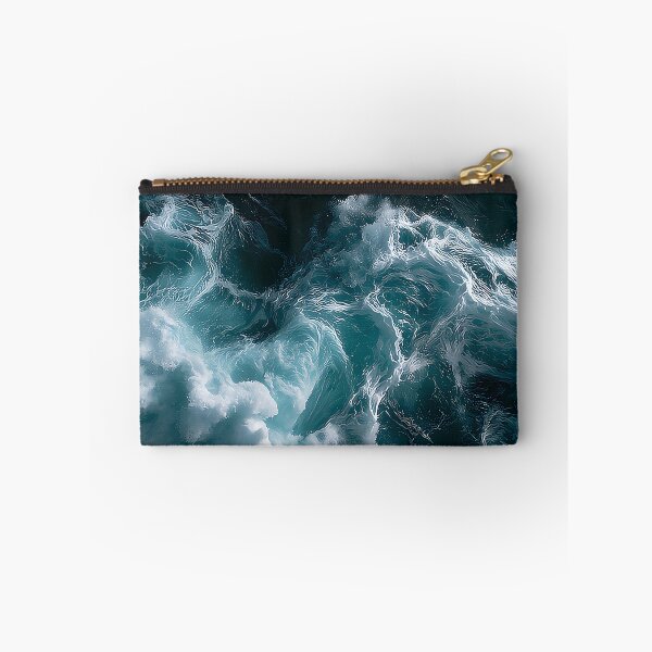 Item preview, Aerial Ocean Waves Dark Teal Whitewater Seen From Directly Above designed and sold by Nine Lives Studio.