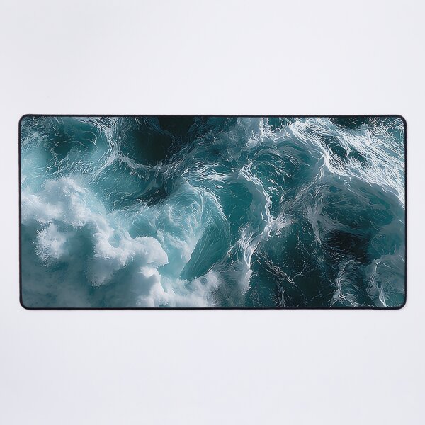 Item preview, Aerial Ocean Waves Dark Teal Whitewater Seen From Directly Above designed and sold by Nine Lives Studio.