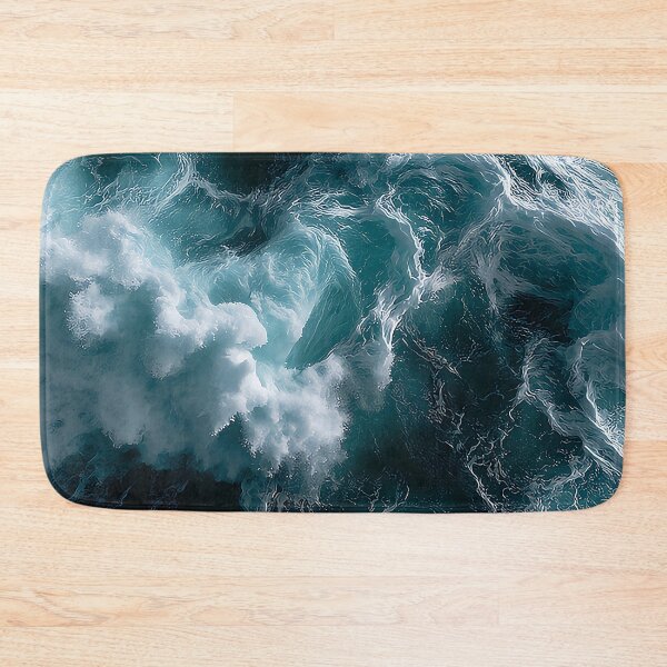 Item preview, Aerial Ocean Waves Dark Teal Whitewater Seen From Directly Above designed and sold by Nine Lives Studio.